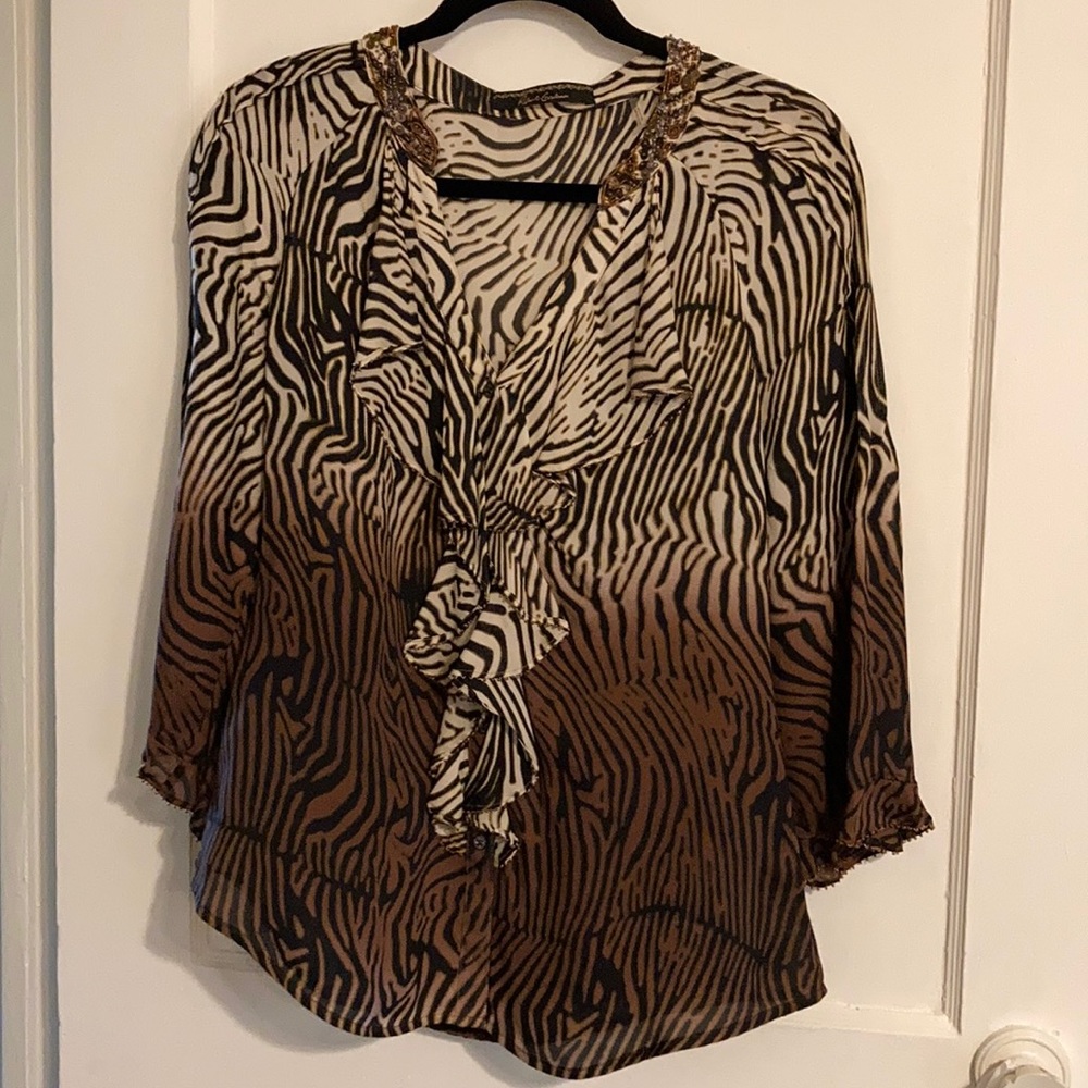 Robert Graham Women’s animal print silk top S